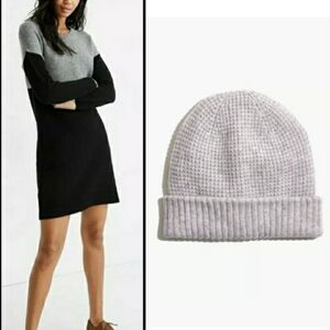 Madewell knit dress + beanie set Colorblock black grey wool & cashmere XS